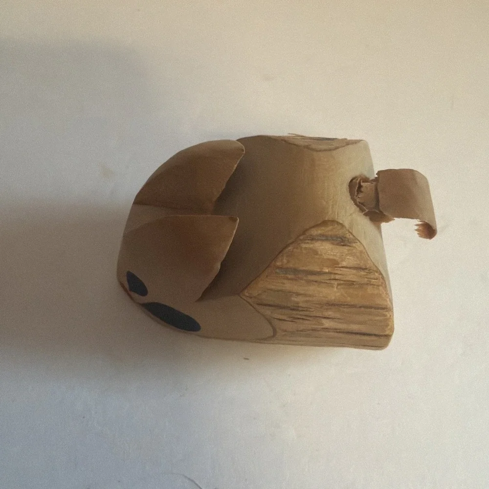 Japanese Wooden Carved Mouse Figure Hand Made Folk Art Craft signed - Picture 2 of 10